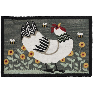 My Little White Hen Hooked Rug 2' x 3' Set of 2 Park Designs - The Fox Decor